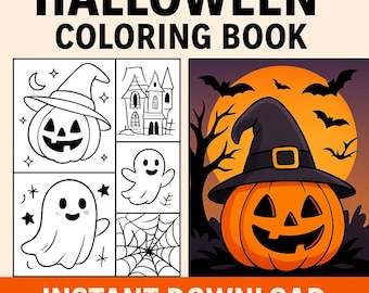 Halloween Coloring Book: Spooky Designs for Kids & Adults (Digital Download)