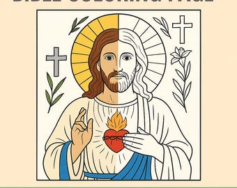 Printable Sacred Heart of Jesus Coloring Page: Christian Art (PDF)