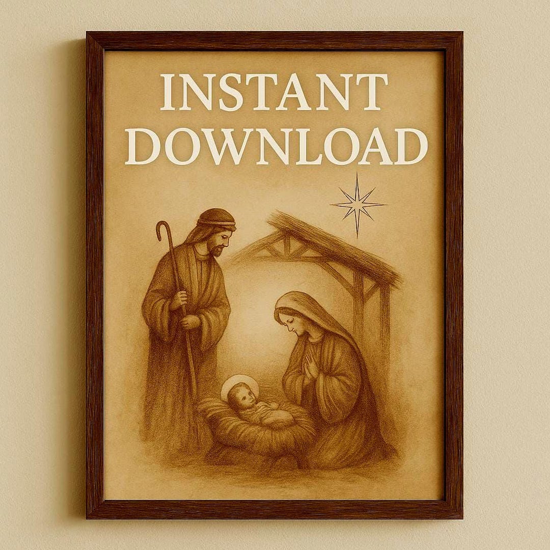 Sepia Nativity Wall Art – Christian Christmas Printable – Holy Family ...