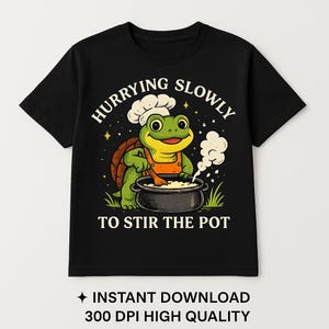 Rolig sköldpadda-kock-t-shirtdesign: Rör om i grytan PNG (digital nedladdning)
