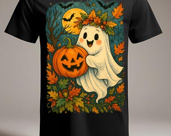 Ghost Pumpkin Halloween Shirt: Retro Spooky Season Tee