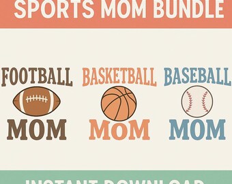 Sports Mom PNG Bundle: Retro Game Day Sublimation Designs (Digital Download)