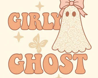 Lace Ghost PNG: Girly Halloween Sublimation Design (Instant Download)