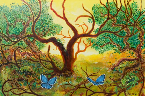 landscape /'Strange Orange/' by Jessie Edsall art trees Limited Signed Print