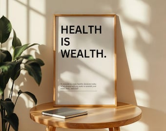 Modern Wellness Art Print, Aesthetic Gym Health Motivation Print, Minimalist Wall Art, Motivational Quote Poster, Wellness Trendy Decor