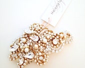 Crystal and Pearl Bridal Comb- One-of-a-Kind Hand-Beaded