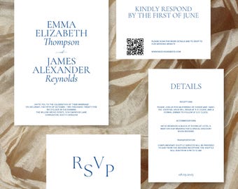 Elegante Hochzeitseinladung, Hochzeitseinladung, minimalistisches Design (Canva)