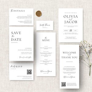 Modern Wedding Invitation Bundle Canva, Elegant Reception Sign Template Package, Minimal Wedding Day Signage, Editable Sign Bundle