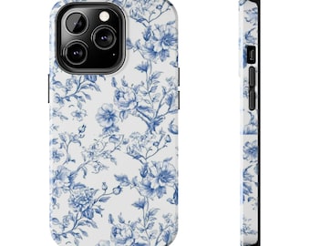 Custodia per iPhone con motivo floreale blu