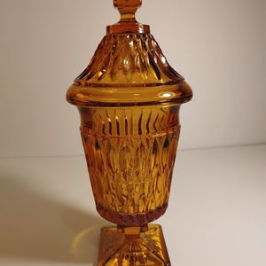Vintage Amber Indiana Glass Pedestal Candy Dish