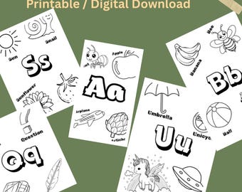 Alphabet Coloring Book: ABC Learning, Preschool Printable Activity (Digital Download)