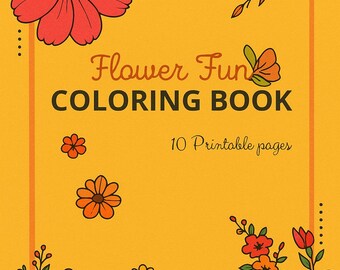 10-Page Printable Flower Coloring Book for Kids – Digital Download | Spring Coloring Pages