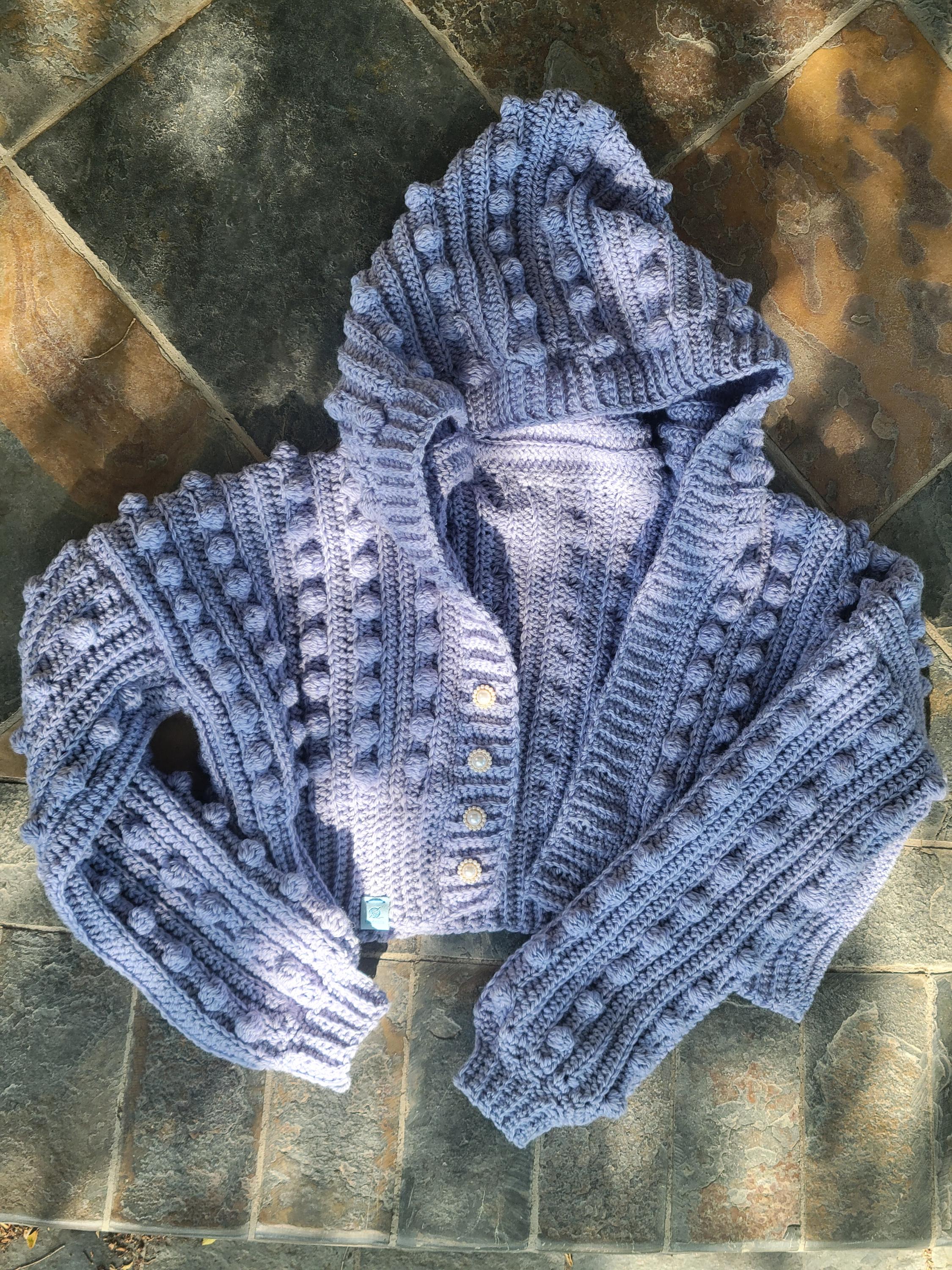 Wool Crochet bubble cardigan. Made to measure or basic US women's sizes xs-xL