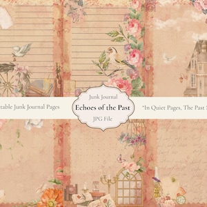 Echoes of the Past | Vintage Junk Journal Kit | Printable Scrapbook Pages | Digital Collage Ephemera | Neutral Beige JPG Download