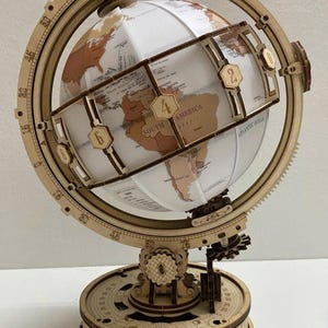 Robotime ROKR 3D Holzpuzzle DIY Spieluhr - Globe | Mechanischer Bausatz | Drehkarussell | Geschenk für Erwachsene, Jugendliche