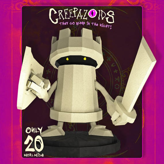Creepazoid A-1 #015 — SPECTER Living Armor Art, Geometric Dark Figure, Hollow Knight Sculpture