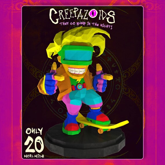 Creepazoid Clash #019 — SPECTER Urban Skater Art, Dark Collectible Sculpture, Limited Street Figure Papercraft