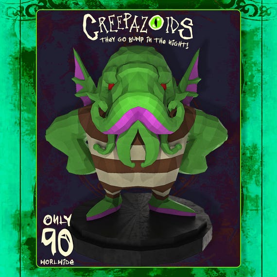 Creepazoid Ctheodore #009 — ACCESS Sea Monster Art, Cthulhu Inspired Collectible, Dark Ocean Creature