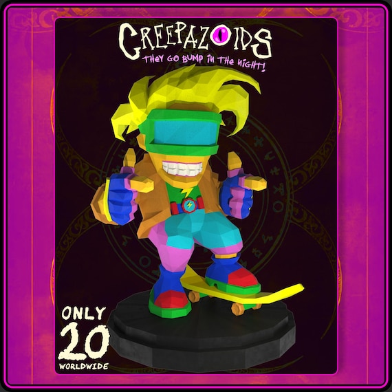 Creepazoid Clash #019 — SPECTER Urban Skater Art, Dark Collectible Sculpture, Limited Street Figure Papercraft