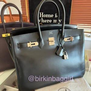 Authentic Hermes Birkin 35 Black Box Calf Palladium/Silver Hardware