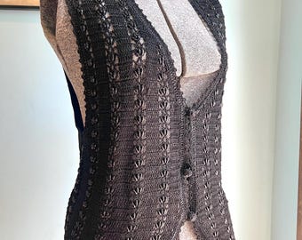 90s Black Crochet Vest Top