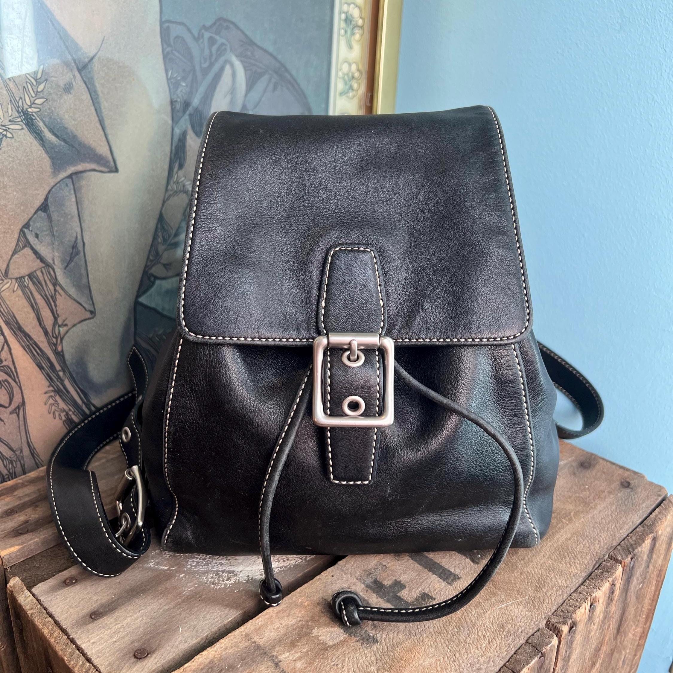 Vintage Black Coach Legacy Drawstring Backpack Mini Backpack
