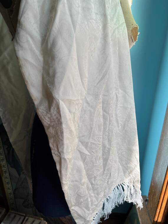 White Rectangular Silk Scarf - image 4