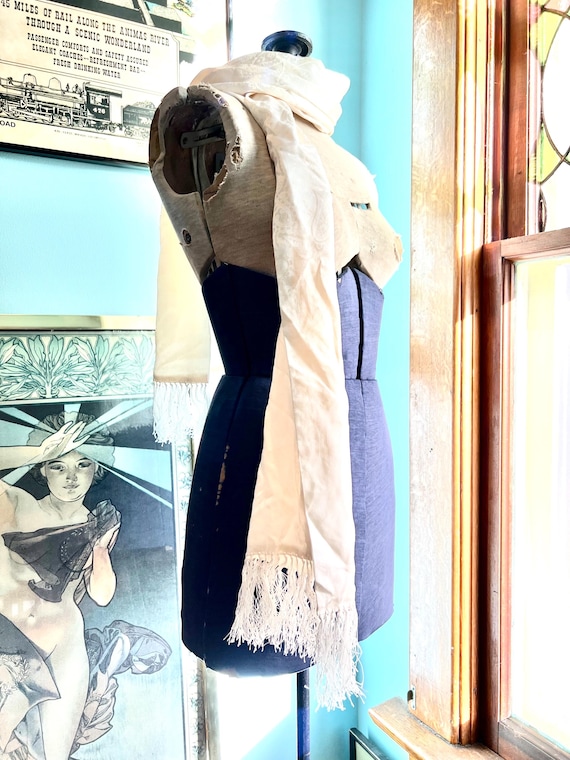 White Rectangular Silk Scarf - image 1