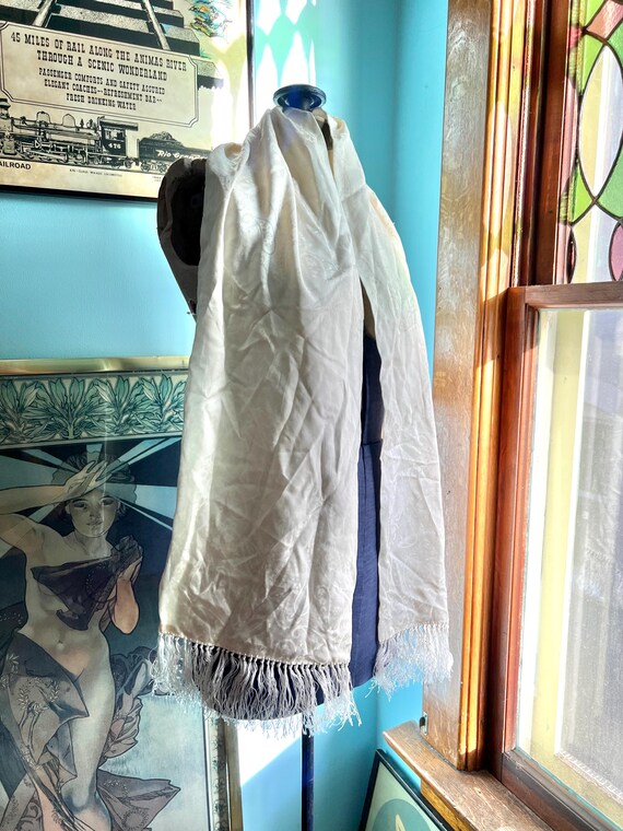 White Rectangular Silk Scarf - image 3