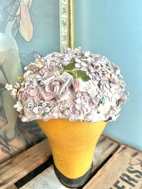 40s 50s Floral Capulet Hat - image 6
