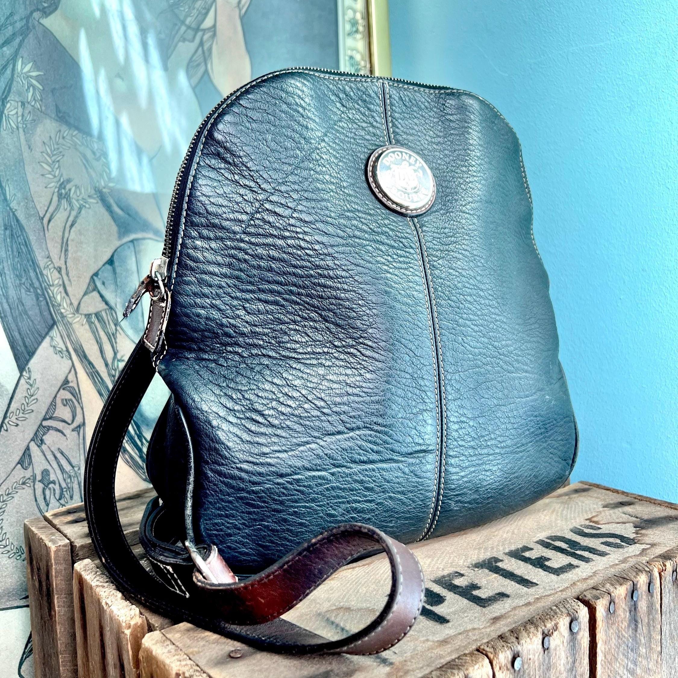 Dooney & Bourke Inspired Navy Blue and Brown Leather Backpack/Satchel Dooney & Bourke Pebble Leather Miranda Backpack - QVC.com main image 2
