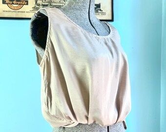 Vintage Beige Nude Silk Tank Top