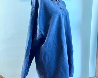 90s Cotton Oversized Longsleeve with Lace Up Neckline