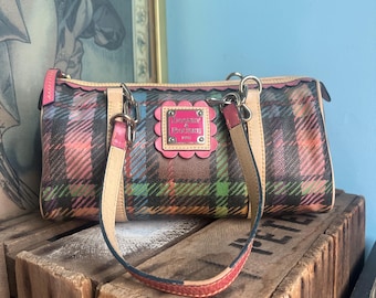 Black Plaid Y2K Dooney and Bourke Barrel Bag