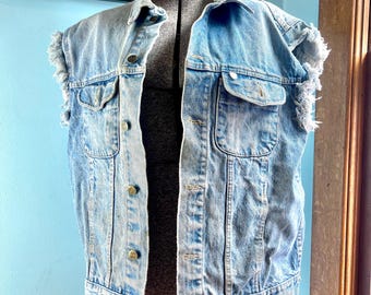 Distressed Denim Jacket Vest