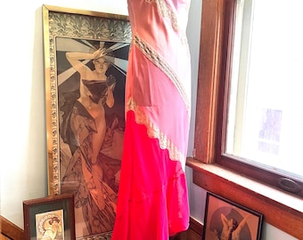 Y2K Silk Boho Pink Victorias Secret Long Night Gown