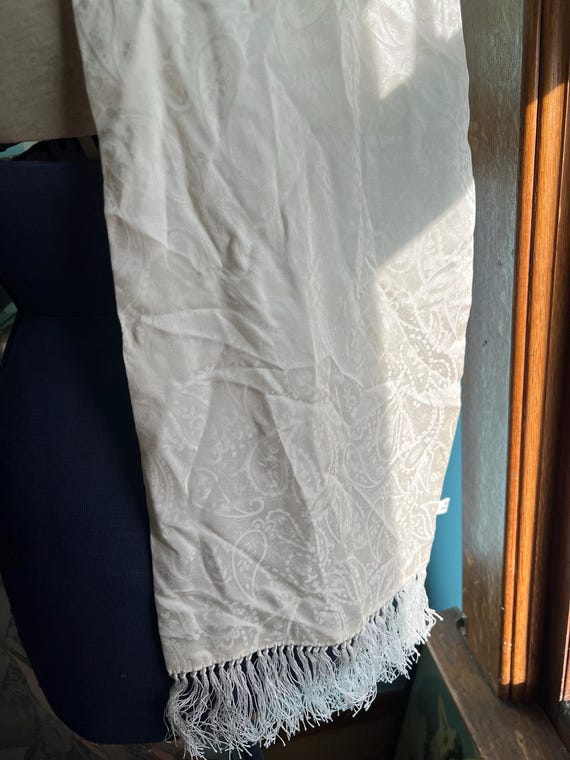 White Rectangular Silk Scarf - image 8