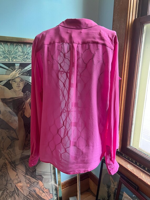 Pink Silk Button Down Shirt - image 7