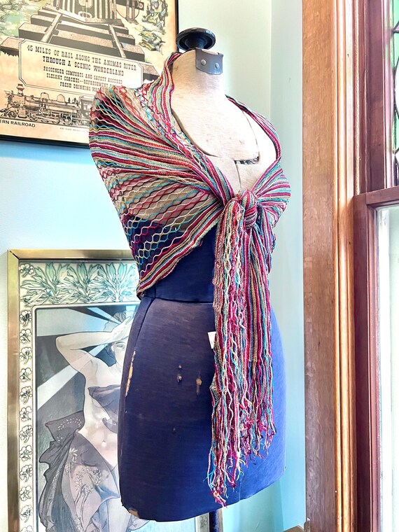 Y2K Colorful Mesh Shawl Scarf - image 1