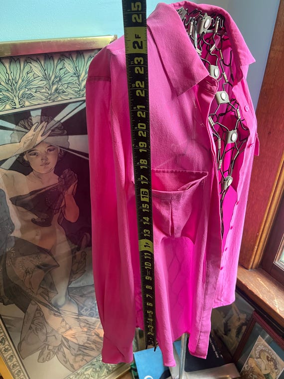 Pink Silk Button Down Shirt - image 9