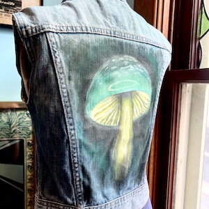 Mushroom Denim Vest - Etsy