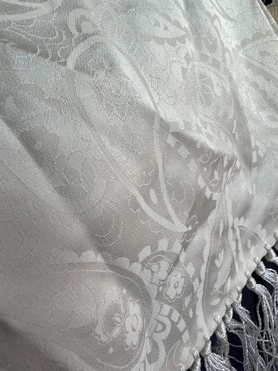 White Rectangular Silk Scarf - image 6