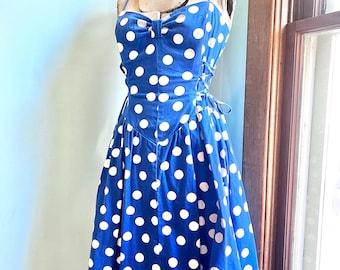 betsey johnson blue polka dot dress Betsey Johnson | Dresses | Betseyjohnson Blue Polka Dot Cocktail Seen On  Glee