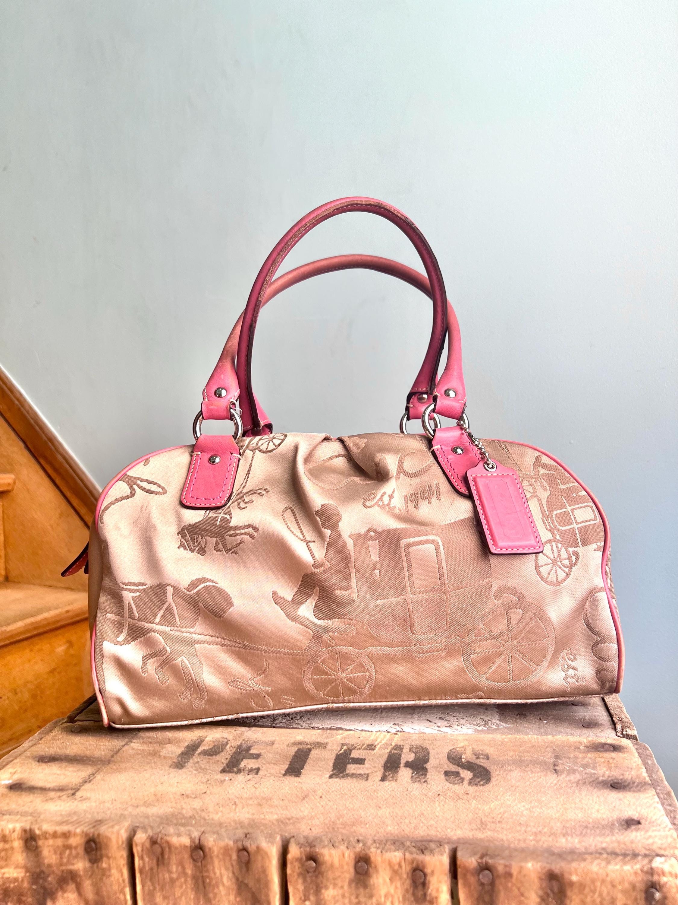 バッグ COACH Y2K Ashley Pink Mini Boston Bag COACH Y2K Ashley Pink Leather Boston Bag Vintage Y2k Coach Purse