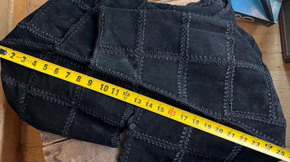 Black Sueded Leather Patchwork Crochet Jacket - image 6