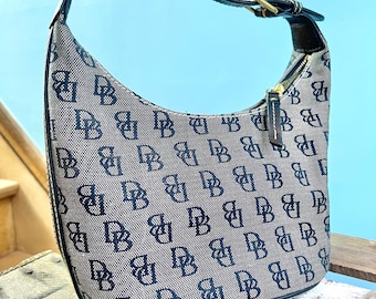 Vintage Y2K Dooney and Bourke Black Monogram Small Bucket Purse - Excellent condition