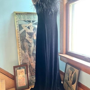 90s feather dress Vintage 90s Lurex Ostrich Feather Dress Noir  Call Me The Breeze