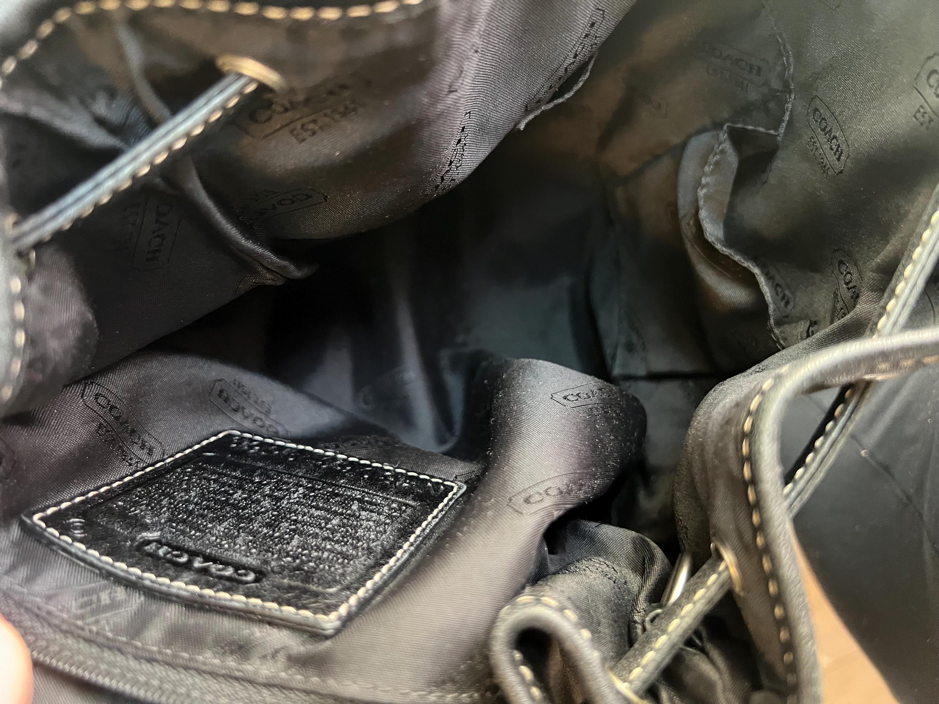 Vintage Black Coach Legacy Drawstring Backpack Mini Backpack 