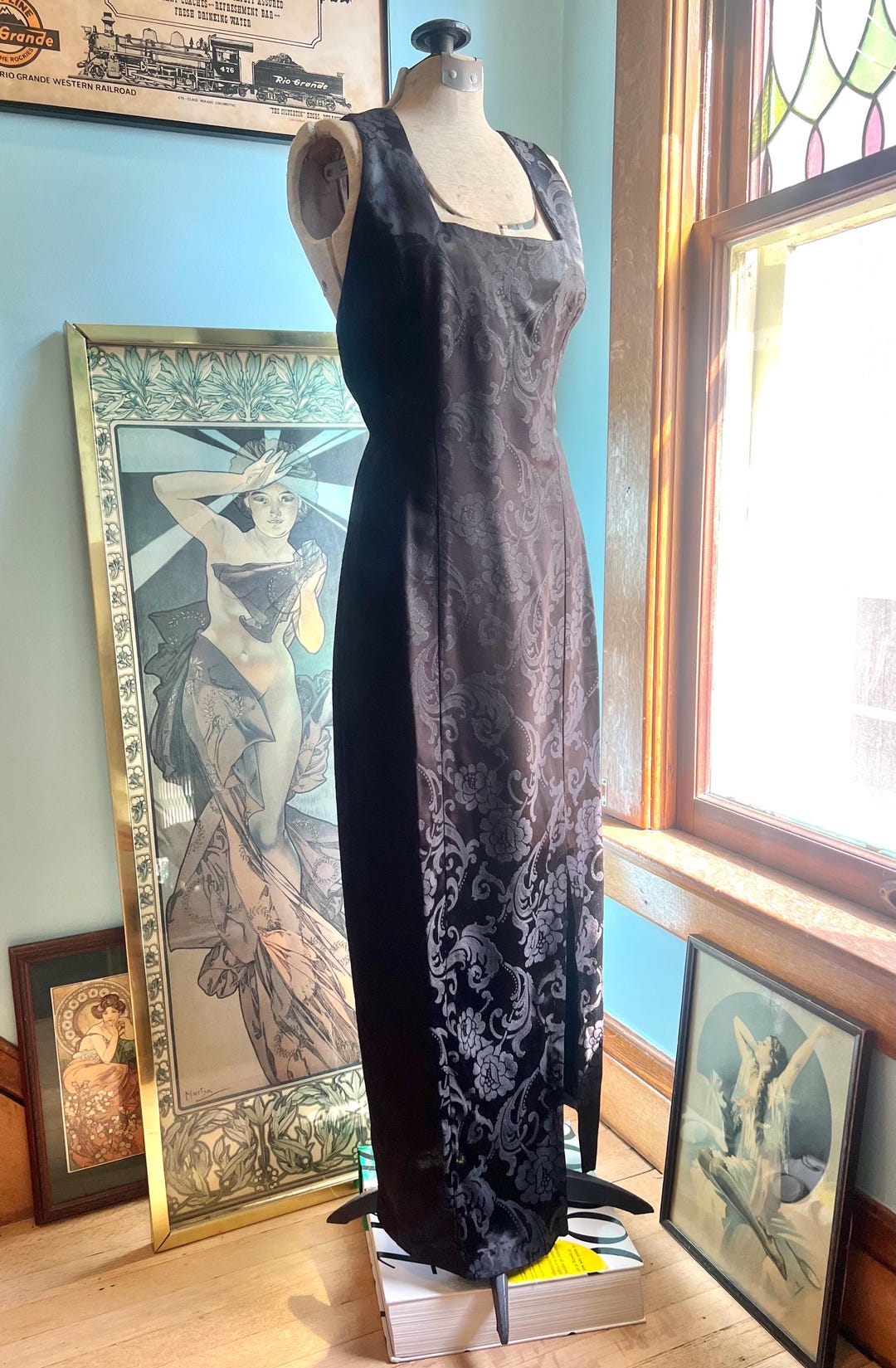 90s Black Long Goth Prom or Formal Dress