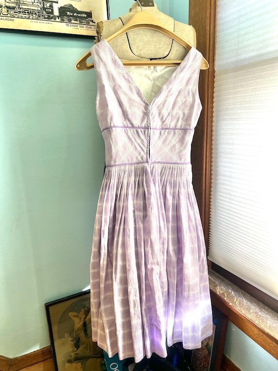 50s Lavender Plaid Dress - image 2